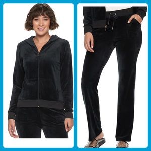 Juicy Couture Tracksuit Black Velour Hoodie Boot